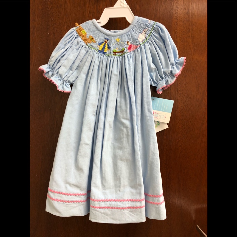 Bishop Nativity Smocked Baby Blue Corduroy